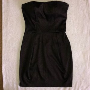 Strapless black mini dress
